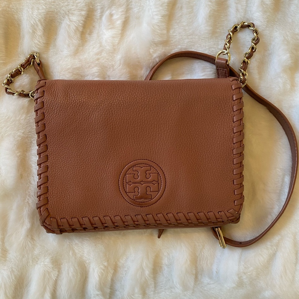 Tory Burch Rose Cross Body Purse with Gold Chain